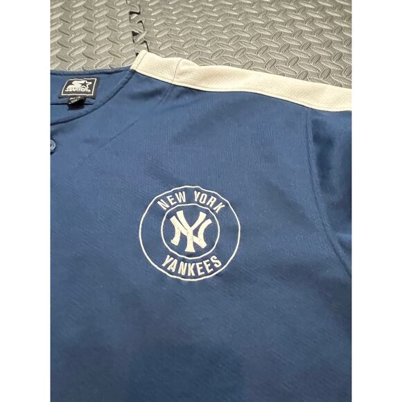 Vintage 90s Starter ROGER CLEMENS Blue NEW YORK YANKEES MLB Team JERSEY XXL - Picture 3 of 10